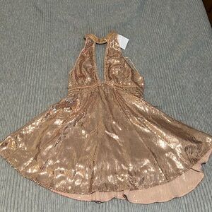 Free people sparkle champagne dress NWT